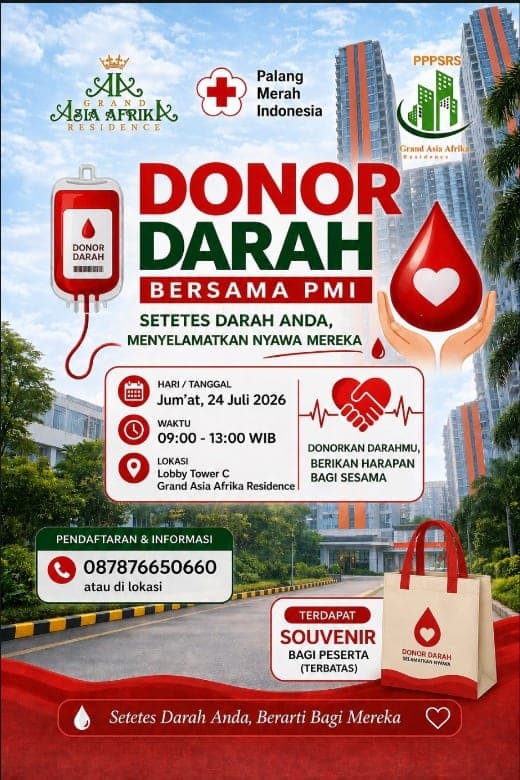 Donor Darah Bersama PMI & Grand Asia Afrika Residence